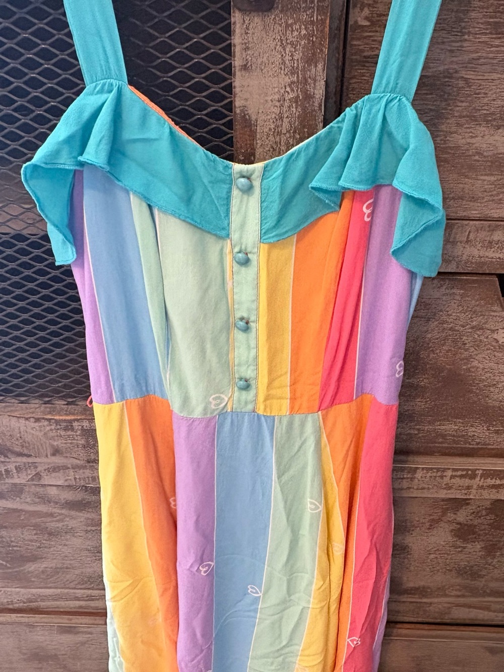 ModClothXCollectif candy rainbow striped ruffle pinup dress xs-2